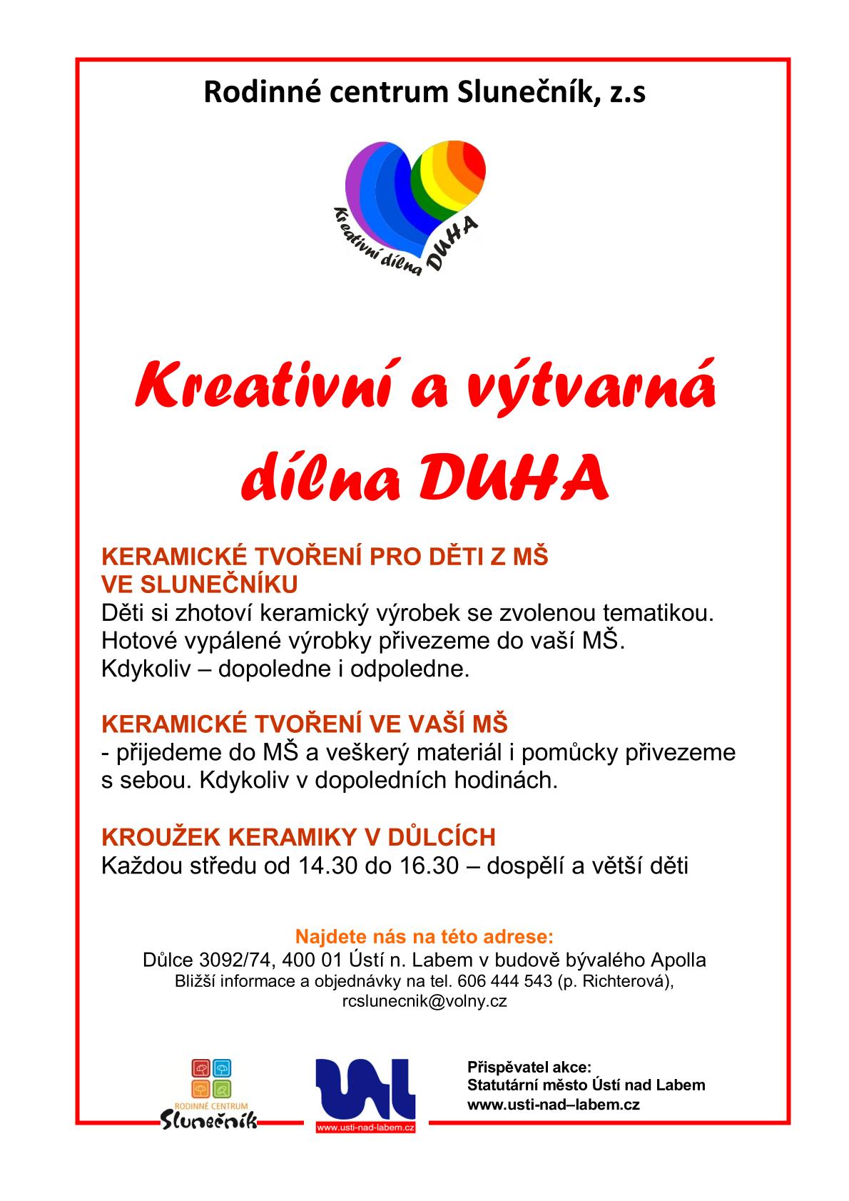 Kreativní dílna DUHA2021 leták